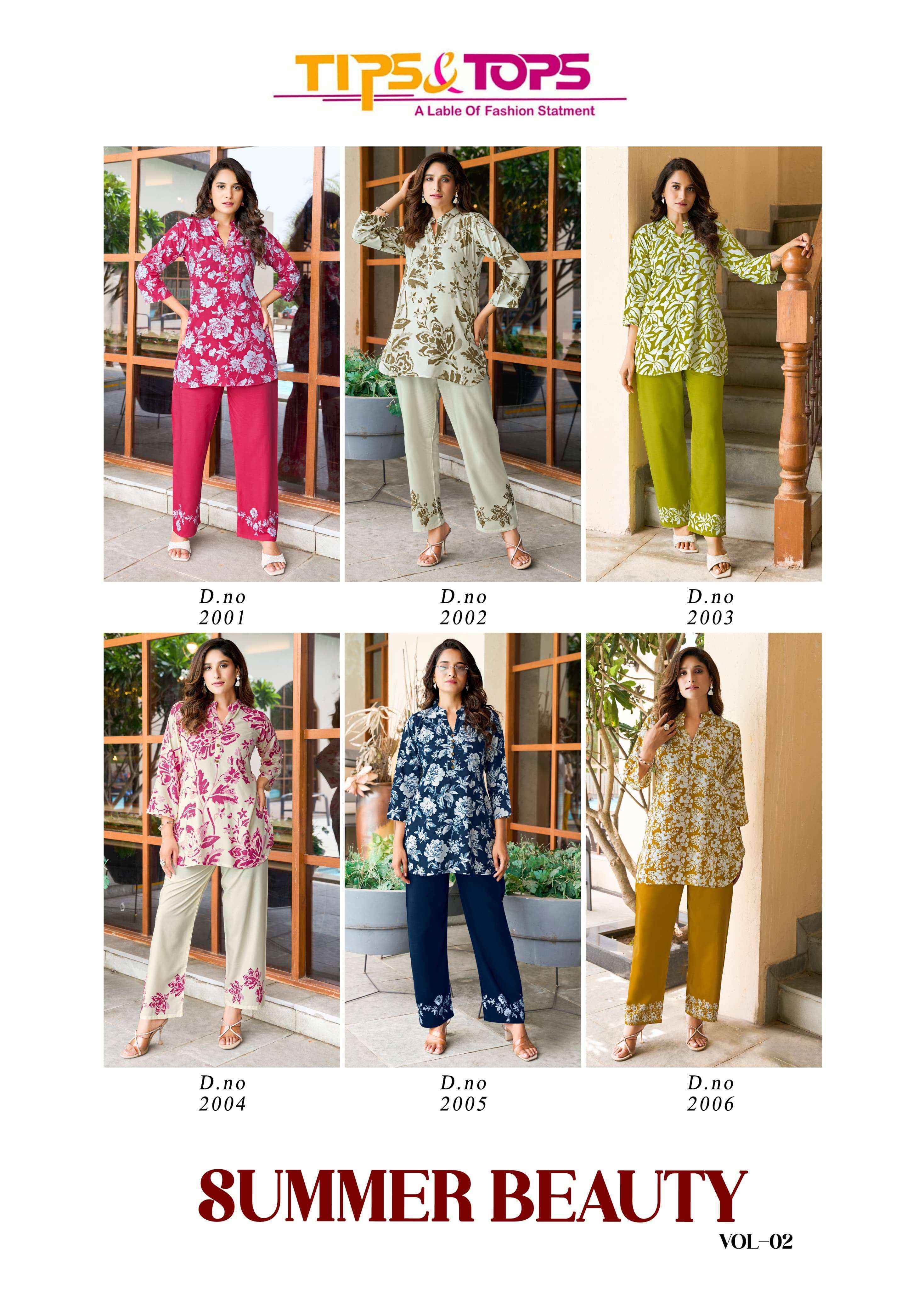 Tips & Tops Summer Beauty Vol-2 Rayon Kurti With Bottom (6 pcs Catalogue)