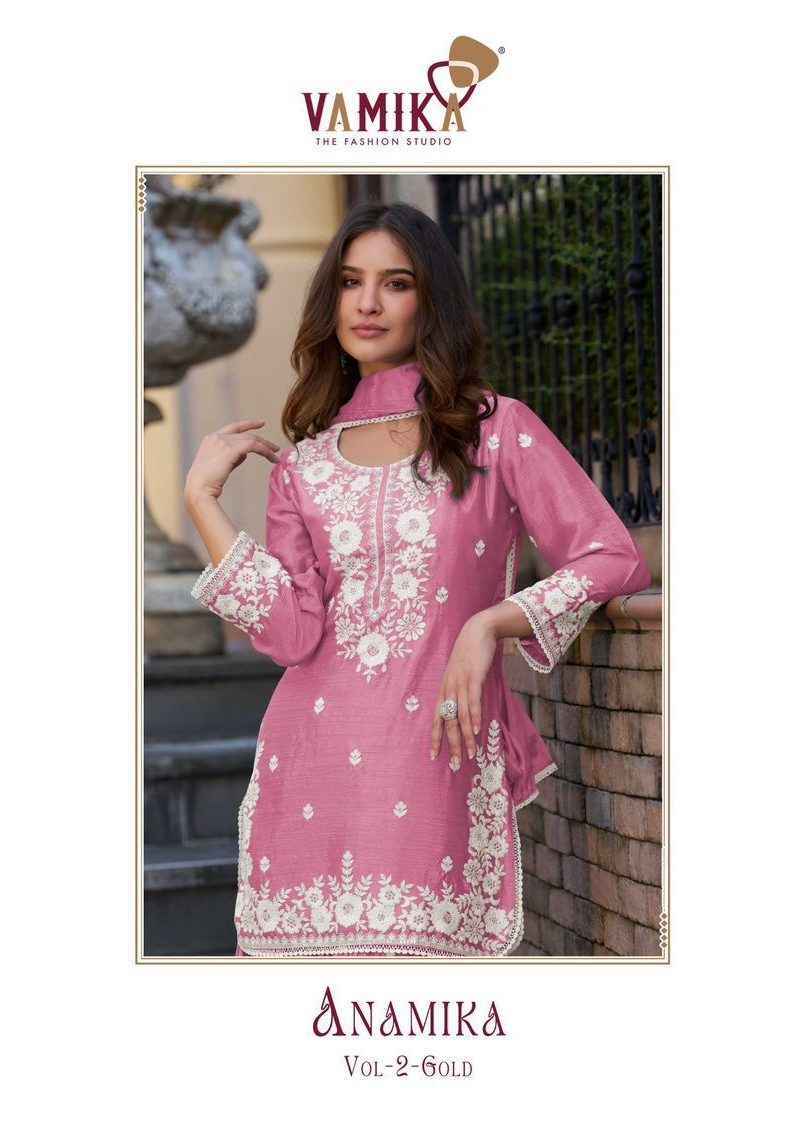 Vamika Anamika Vol 2 Gold Readymade Chinone Dress 5 pcs Catalogue