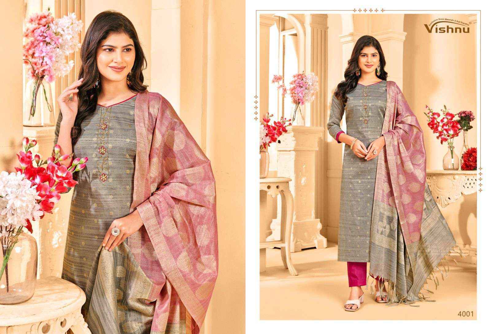 Vishnu Khanak Silk Dress Material (10 pcs Catalogue)