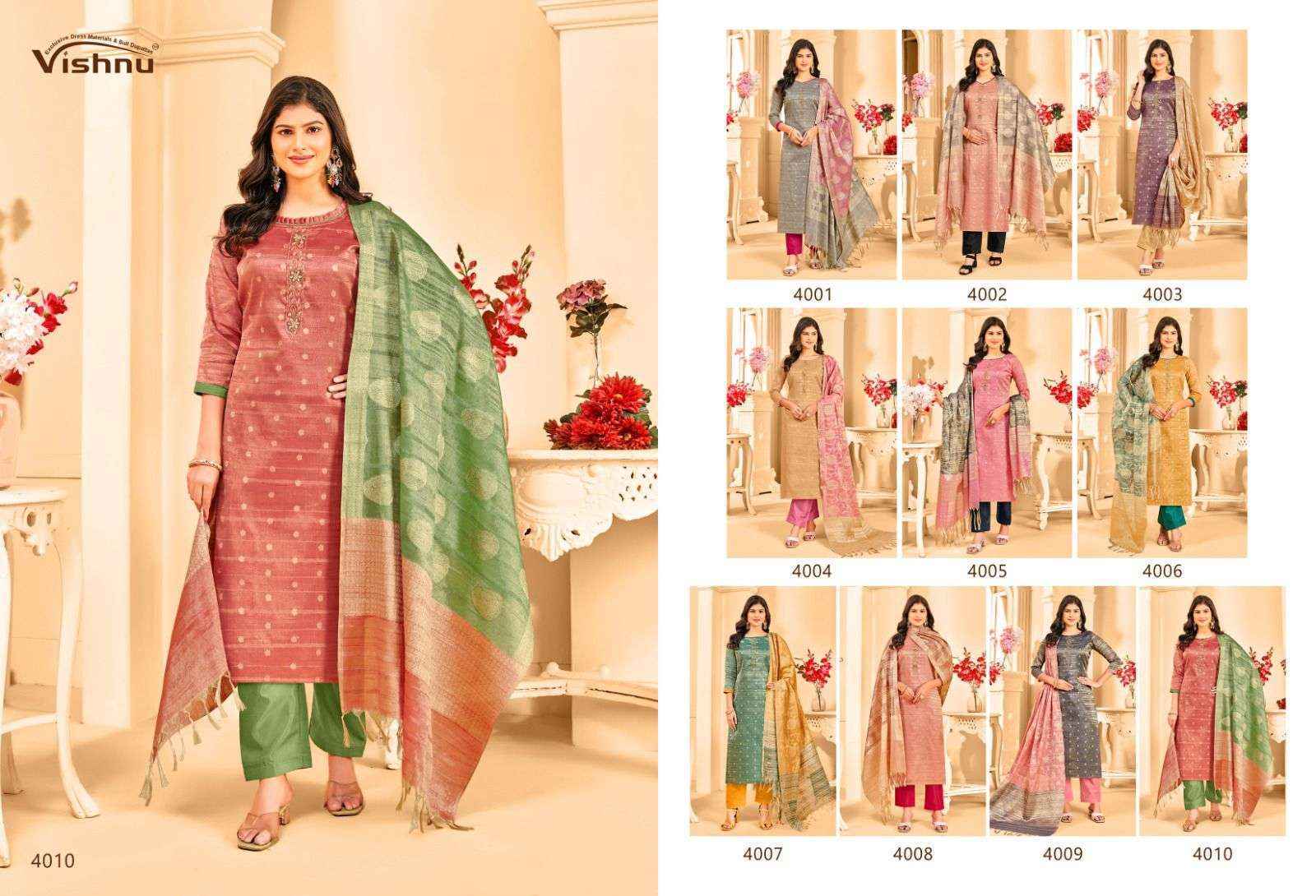 Vishnu Khanak Silk Dress Material (10 pcs Catalogue)