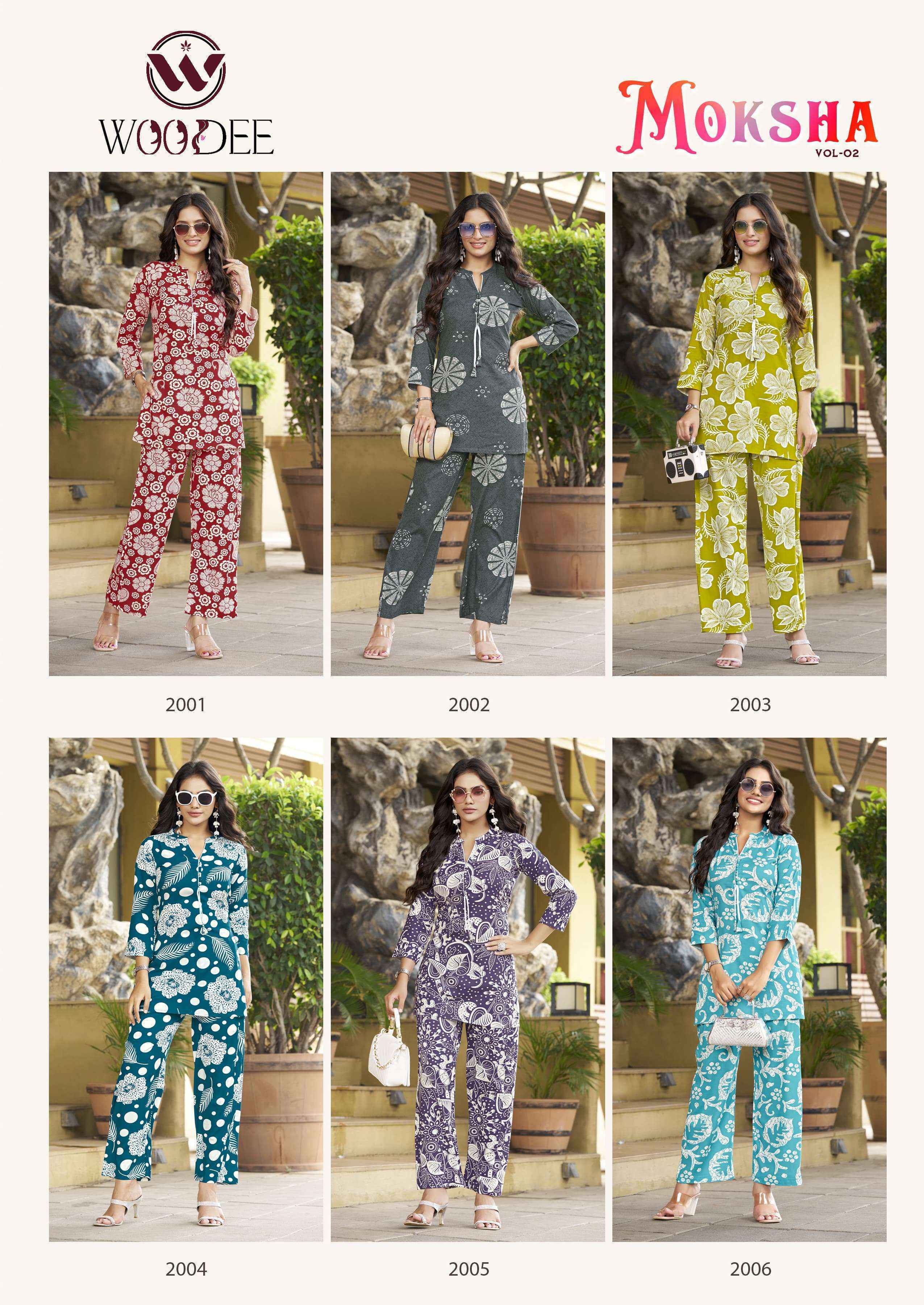 Woodee Moksha Vol-2 Rayon Co-Ord Set (6 pcs Catalogue)