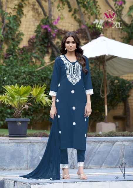 Woodee White Lotus Rayon Readymade Suit (6 pcs Catalogue)