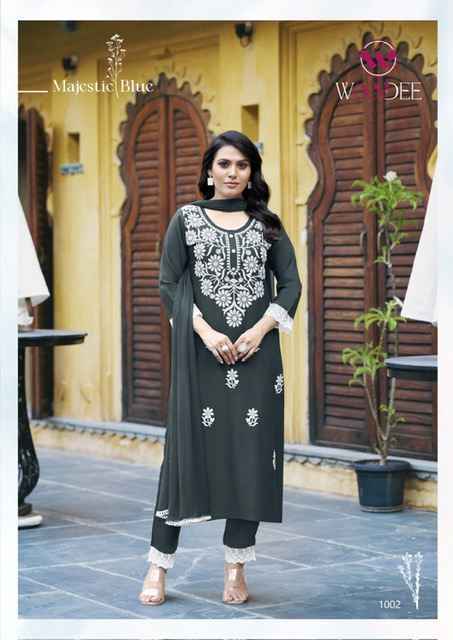 Woodee White Lotus Rayon Readymade Suit (6 pcs Catalogue)