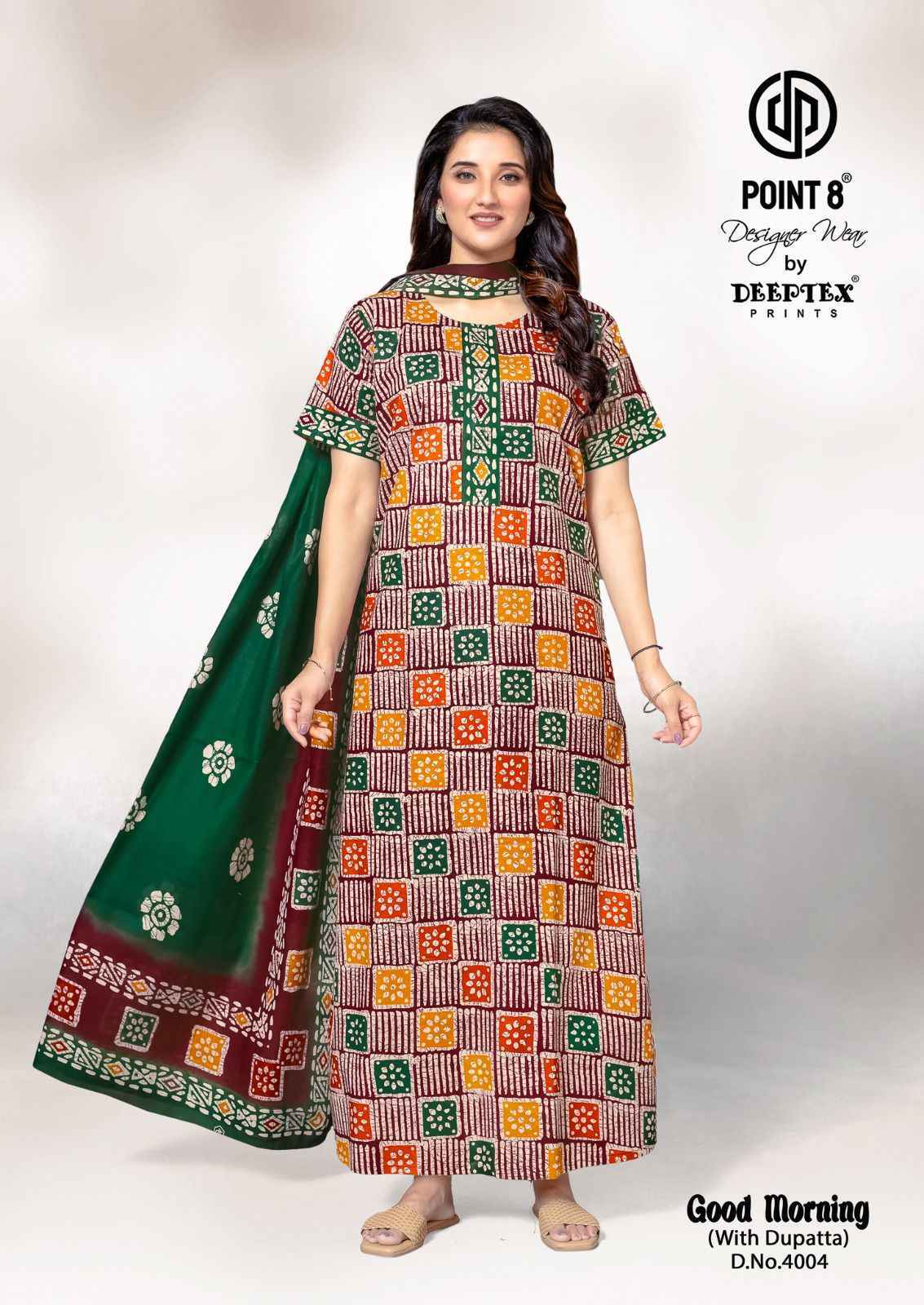 Deeptex Good Morning Vol-4 Cotton Nighty With Dupatta (10 pcs Catalogue)