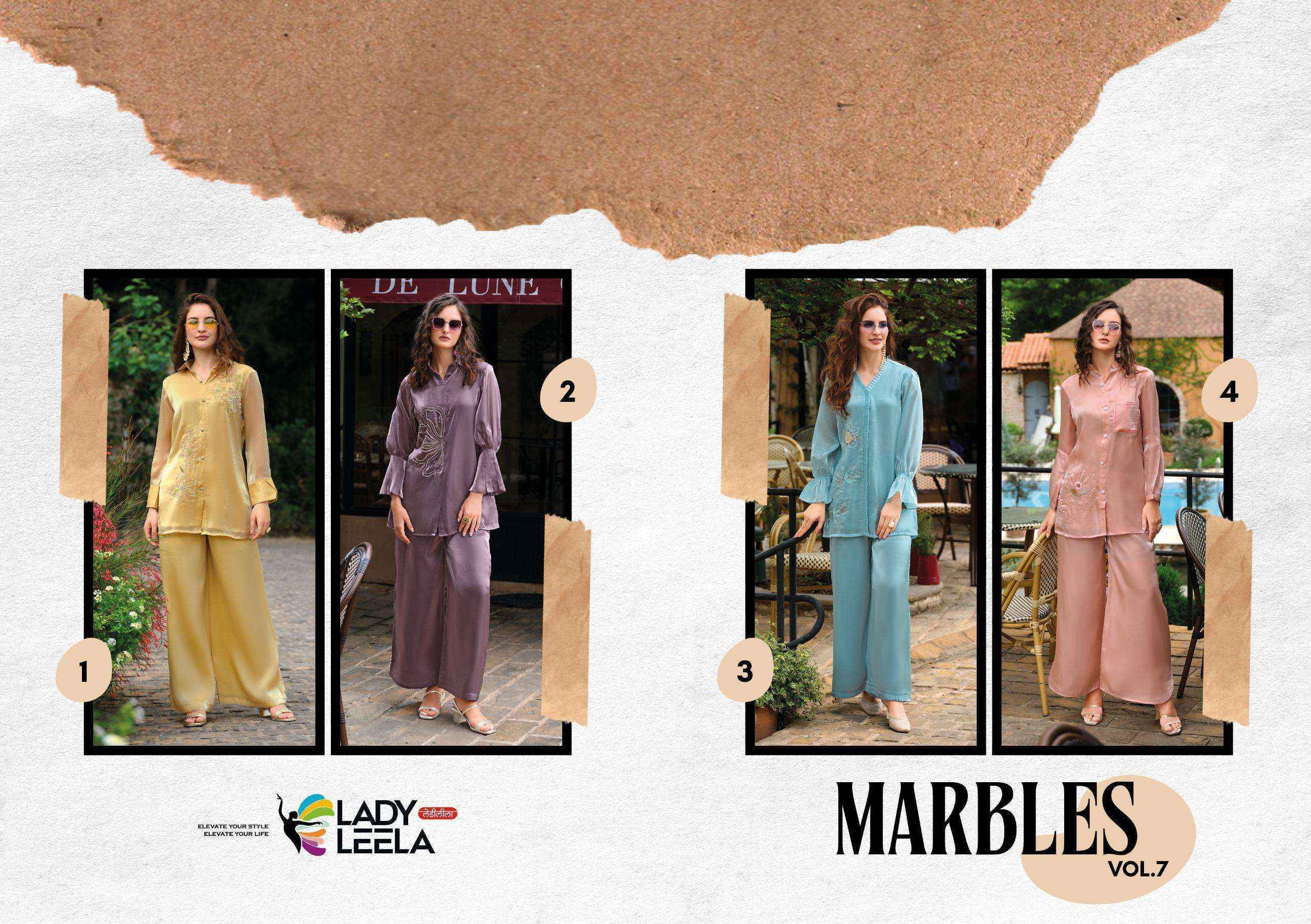 Lady Leela Marbles Vol-7 Viscose Silk Top With Bottom (4 pcs Catalogue)