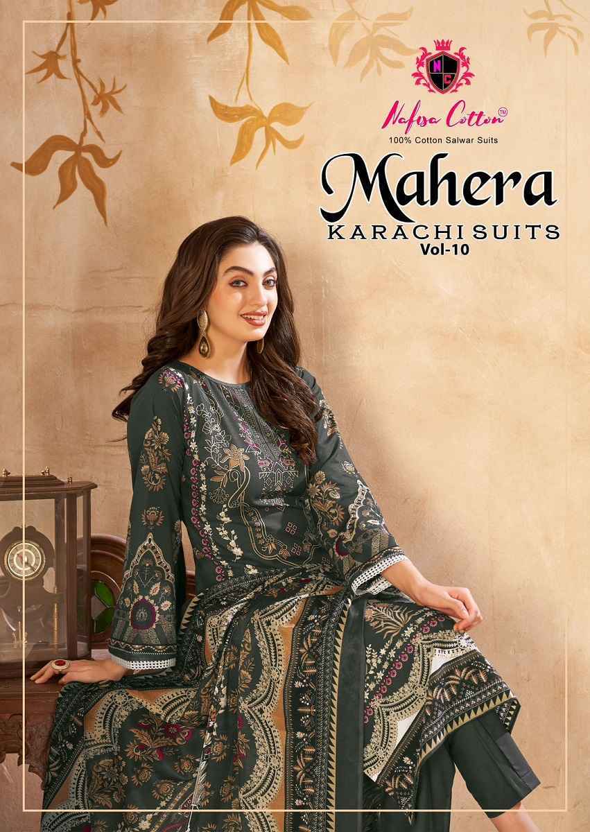 Nafisa Cotton Mahera Karachi Suits Vol-10 Cotton Dress Material (6 pcs Catalogue)