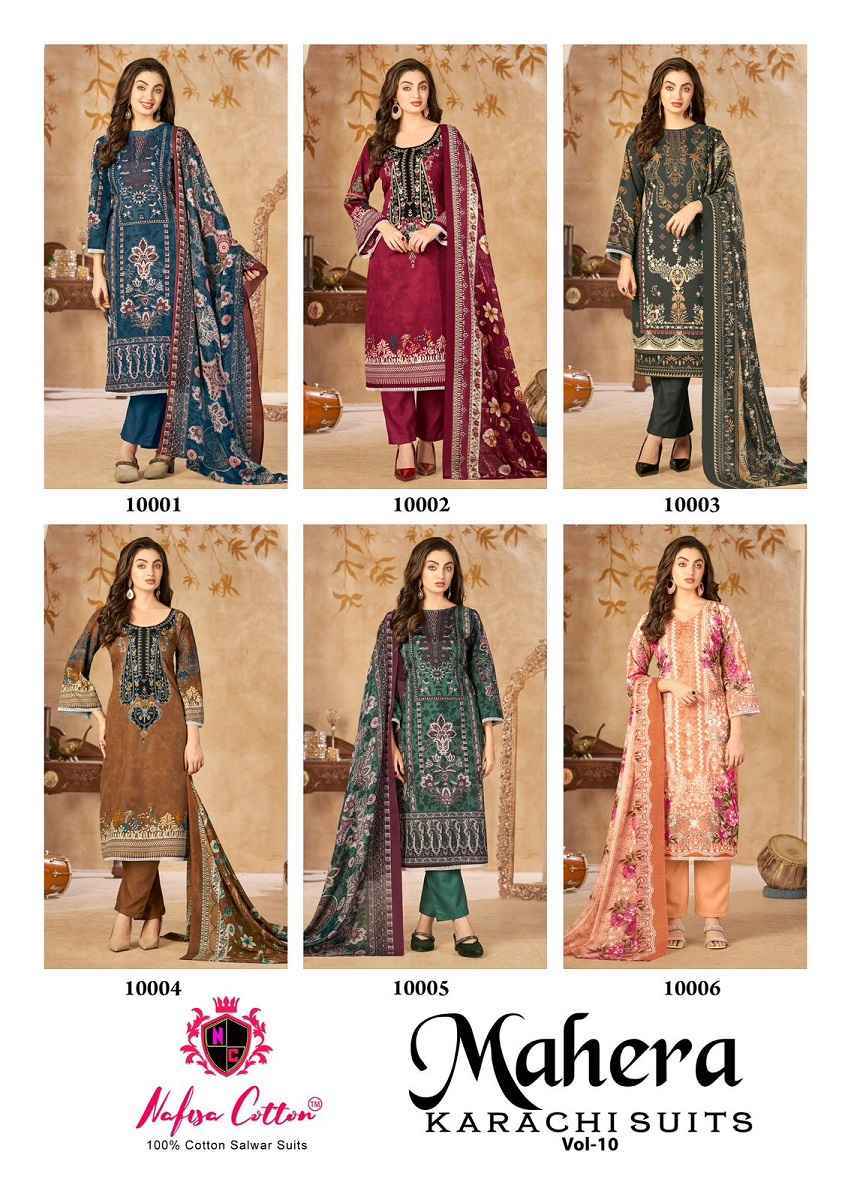 Nafisa Cotton Mahera Karachi Suits Vol-10 Cotton Dress Material (6 pcs Catalogue)