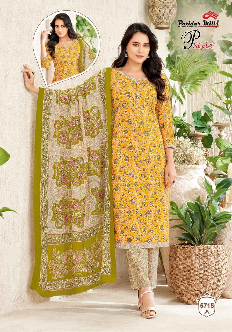 Patidar Mills P Style Vol-57 Cotton Dress Material (16 pcs Catalogue)