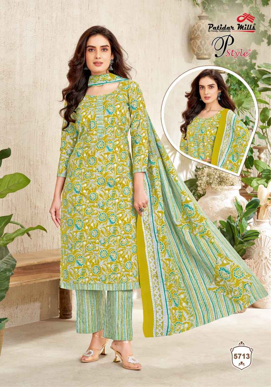 Patidar Mills P Style Vol-57 Cotton Dress Material (16 pcs Catalogue)