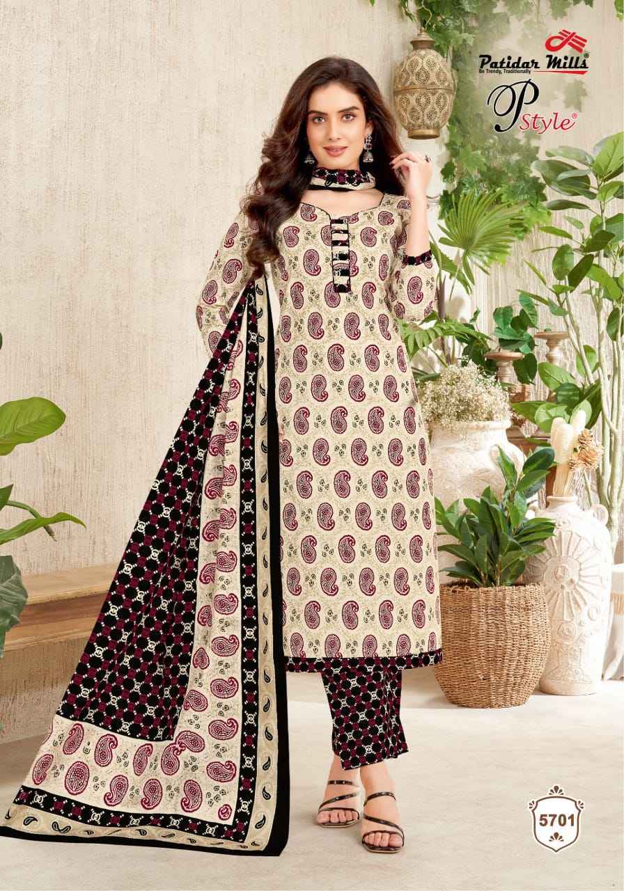 Patidar Mills P Style Vol-57 Cotton Dress Material (16 pcs Catalogue)