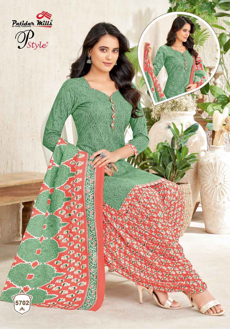 Patidar Mills P Style Vol-57 Cotton Dress Material (16 pcs Catalogue)