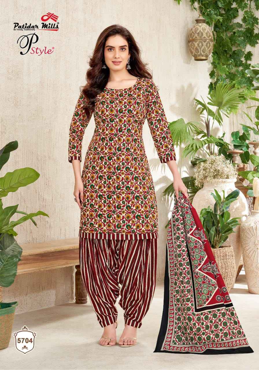 Patidar Mills P Style Vol-57 Cotton Dress Material (16 pcs Catalogue)