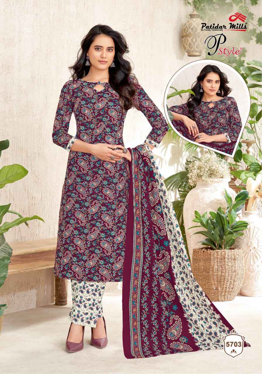 Patidar Mills P Style Vol-57 Cotton Dress Material (16 pcs Catalogue)
