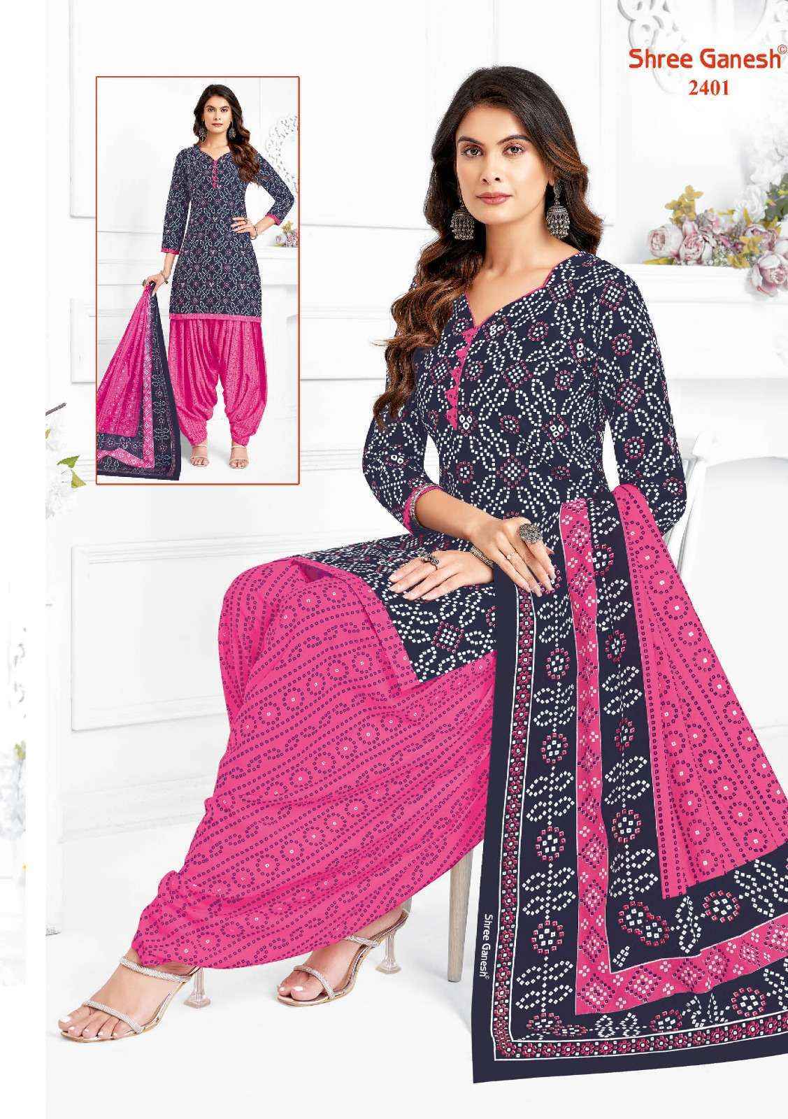 Shree Ganesh Bandhani Vol-4 Cotton Dress Material (15 pcs Catalogue)