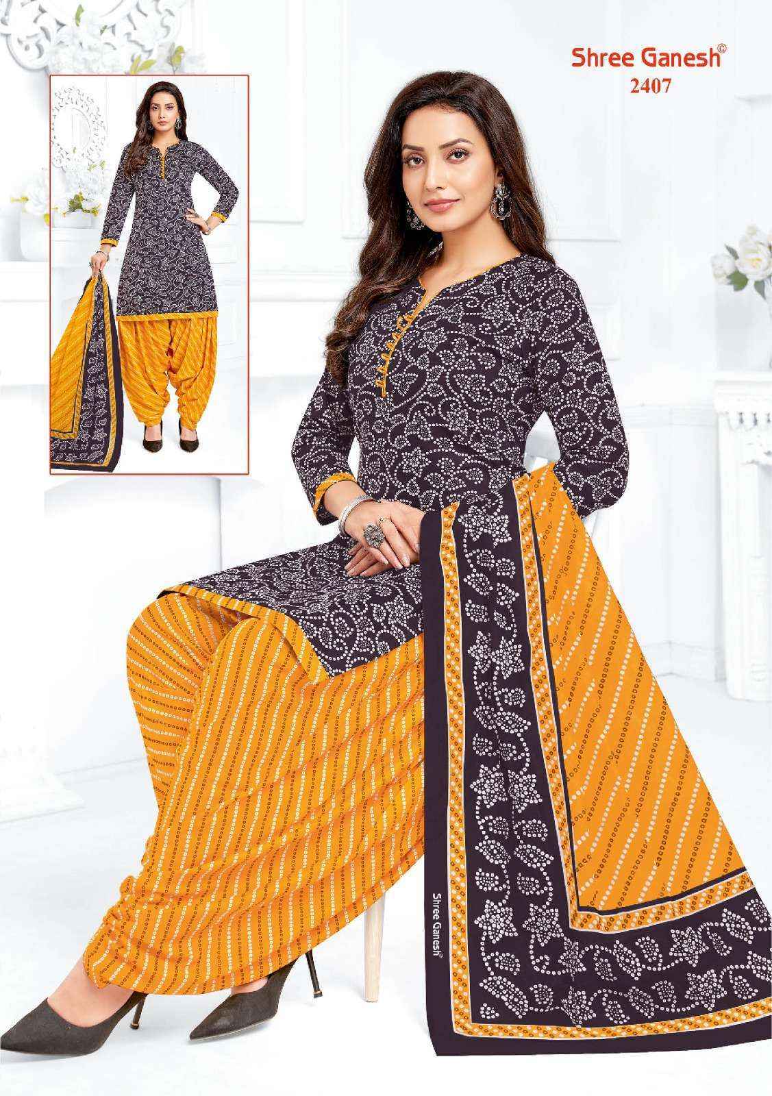 Shree Ganesh Bandhani Vol-4 Cotton Dress Material (15 pcs Catalogue)