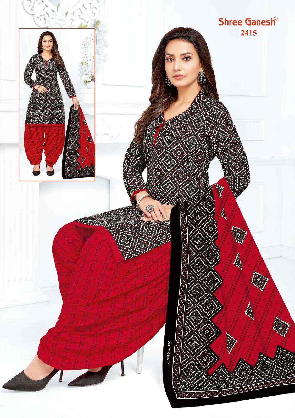 Shree Ganesh Bandhani Vol-4 Cotton Dress Material (15 pcs Catalogue)