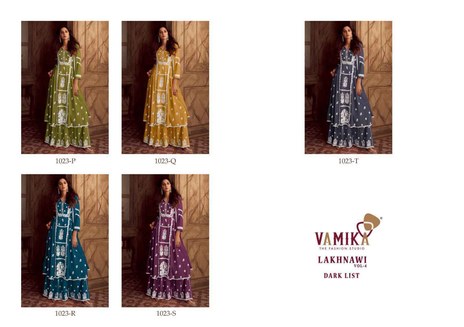 Vamika Lakhnavi Vol-4 Dark List Rayon Kurti With Bottom (5 pcs Catalogue)