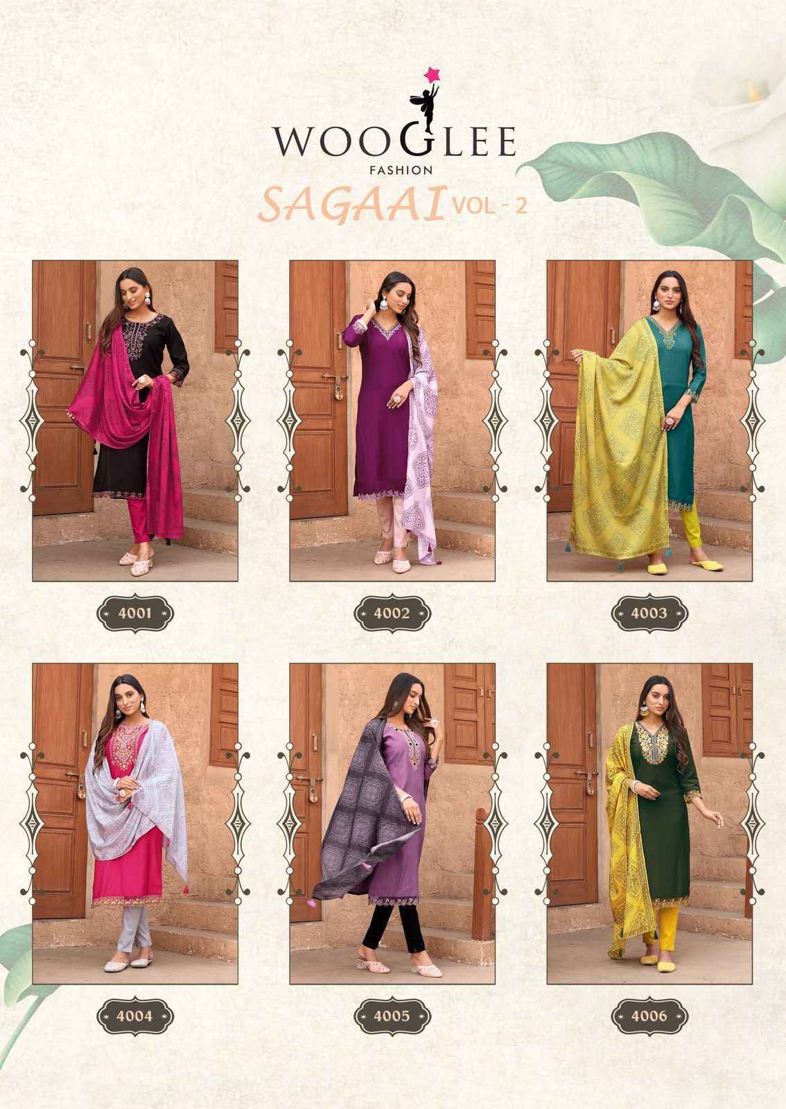 Wooglee Sagaai Vol-2 Viscouse Readymade Suit (6 pcs Catalogue)