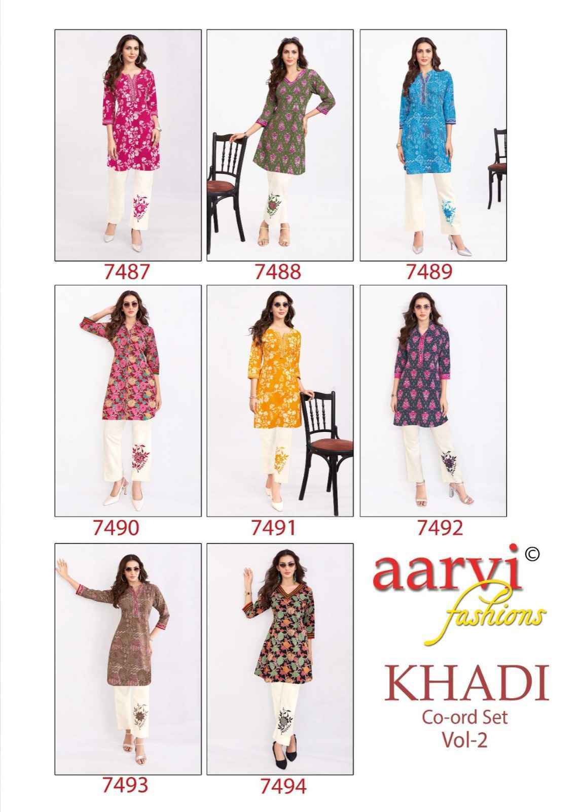 Aarvi Fashion Khadi Vol-2 Cotton Cord Set (8 pcs Catalogue)
