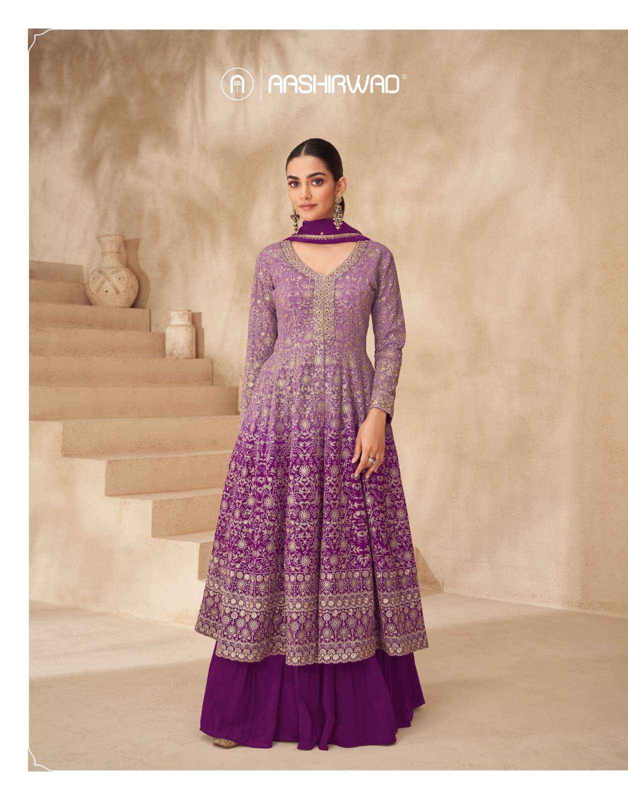 Aashirwad Creation Gulnaaz Readymade Georgette Dress (4 pcs Catalogue)