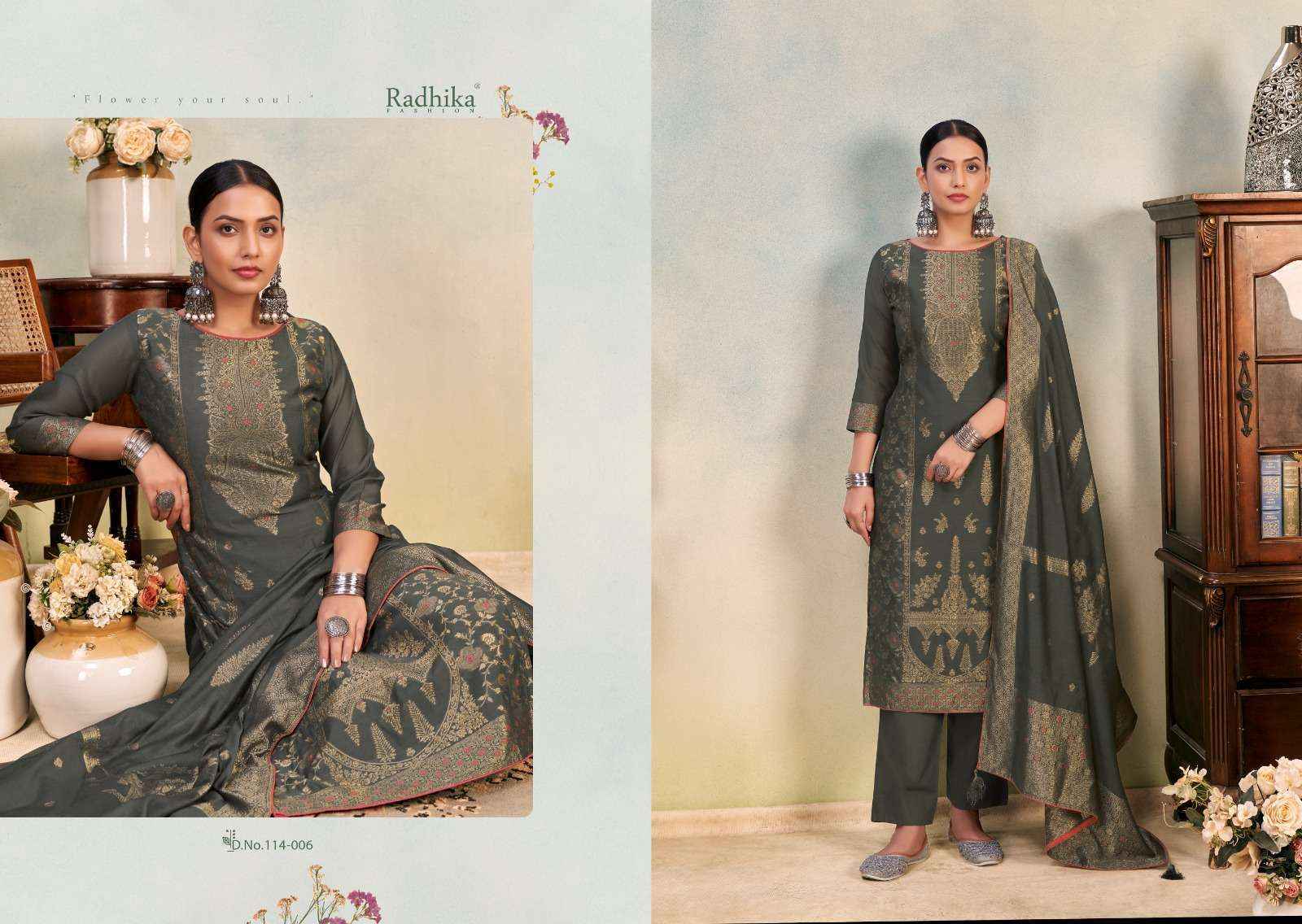 Radhika Fashion Azara Banarashi Adah Vol-6 Cotton Jacquard Dress Material (6 pcs Catalogue)