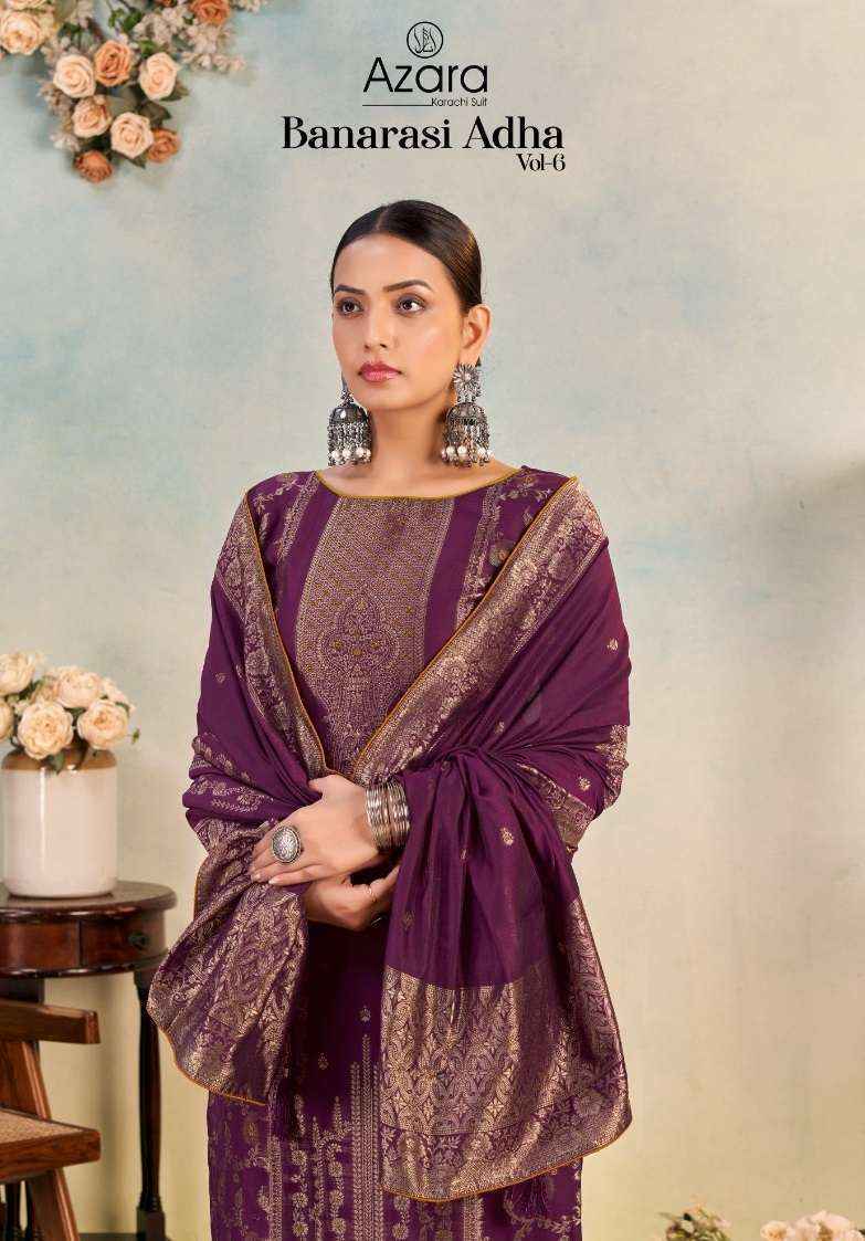 Radhika Fashion Azara Banarashi Adah Vol-6 Cotton Jacquard Dress Material (6 pcs Catalogue)