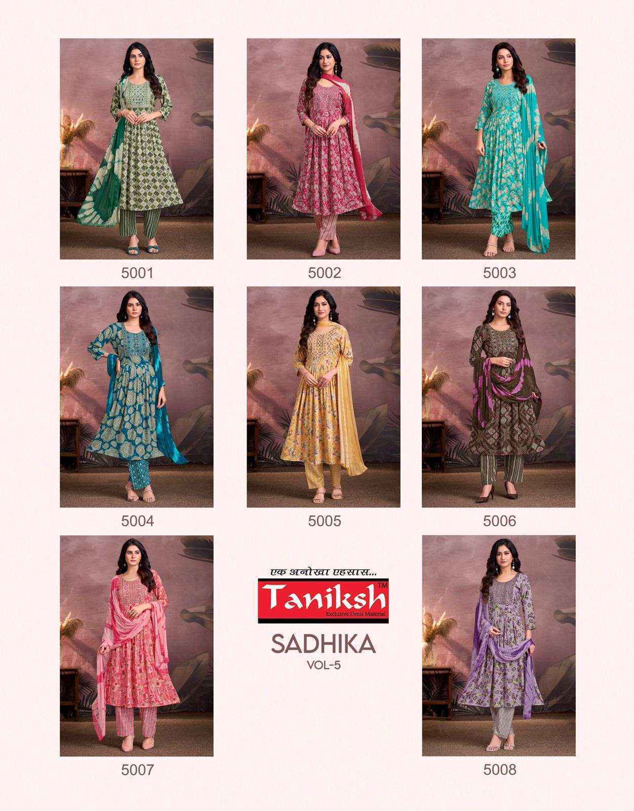 Taniksh Sadhika Vol-5 Rayon Readymade Suit (8 pcs Catalogue)