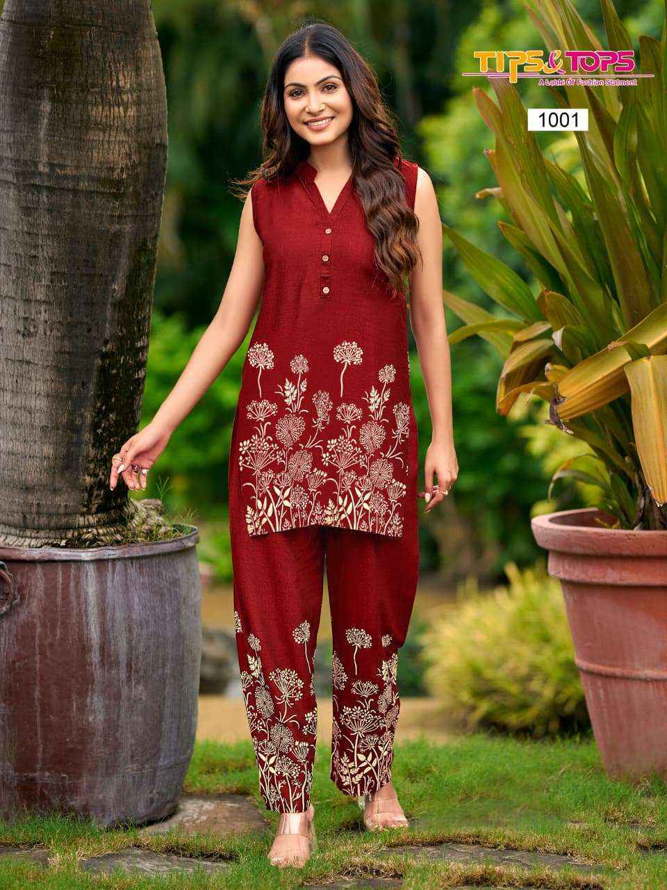 Tips & Tops Festive Beauty Rayon Co Ord Set (4 pcs Catalogue)