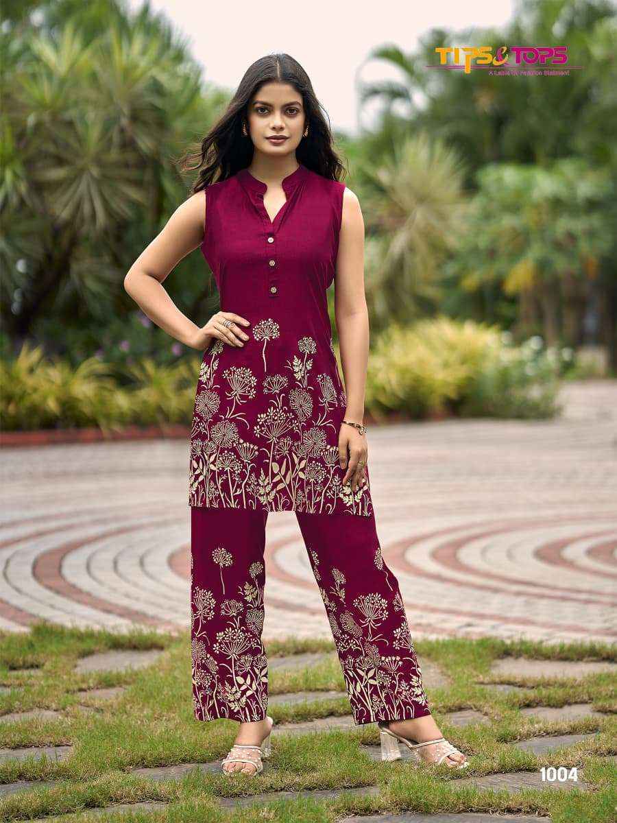 Tips & Tops Festive Beauty Rayon Co Ord Set (4 pcs Catalogue)