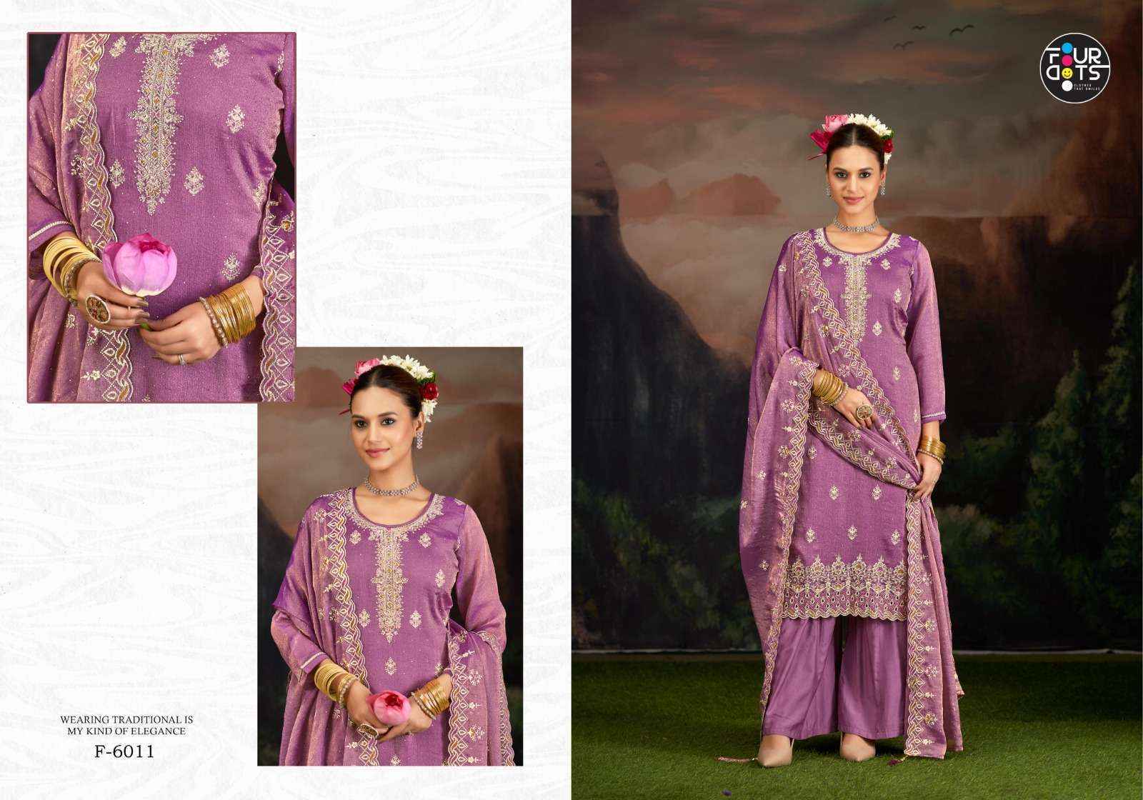 Fourdots Idhika Silk Dress Material 4 pcs Catalogue