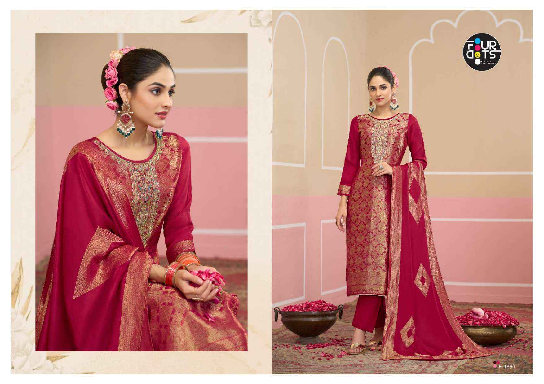 Fourdots Silas Silk Jacquard Dress Material (4 pcs Catalogue)