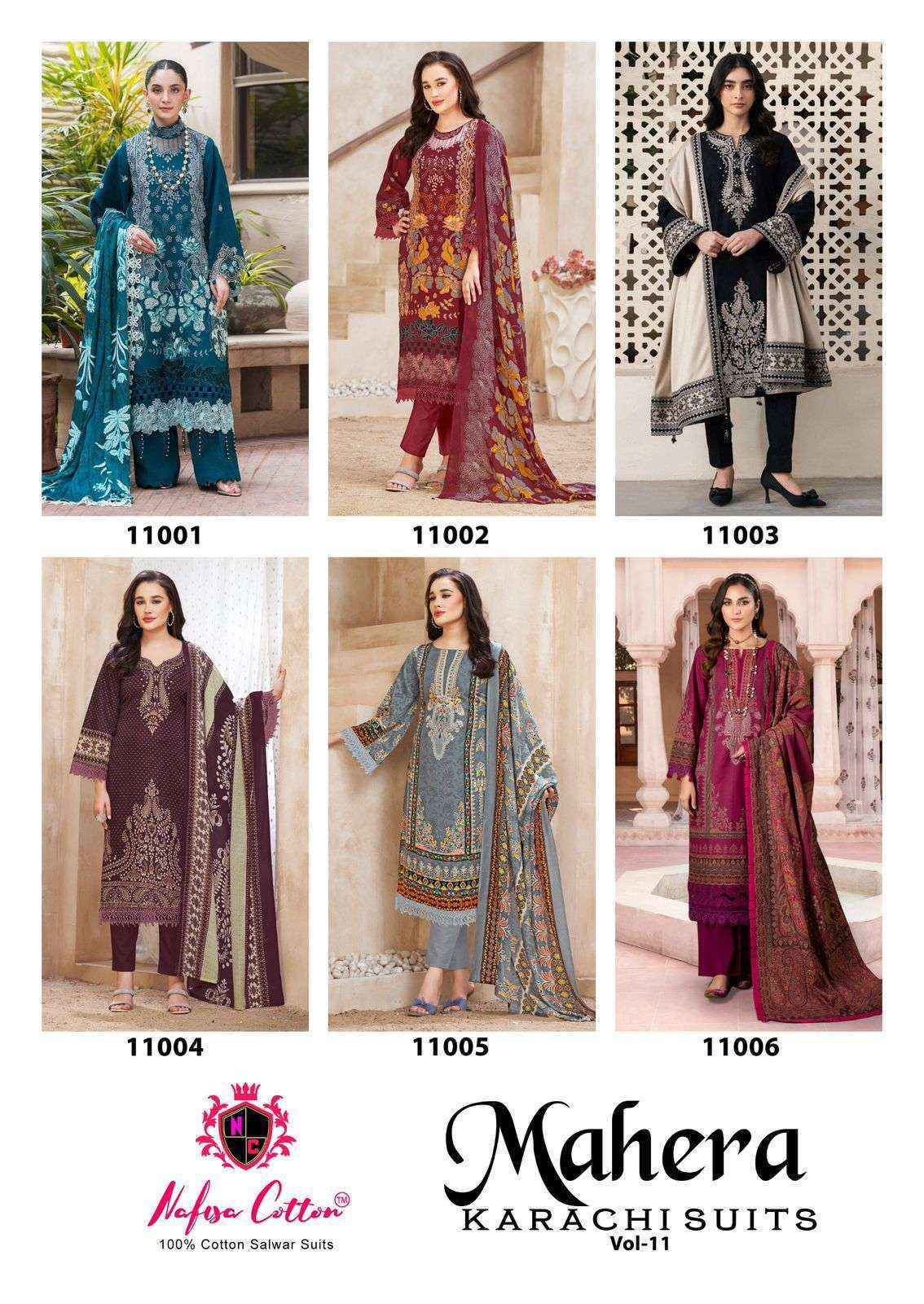 Nafisa Cotton Mahera Karachi Suits Vol 11 Cotton Dress Material 6 pcs Catalogue