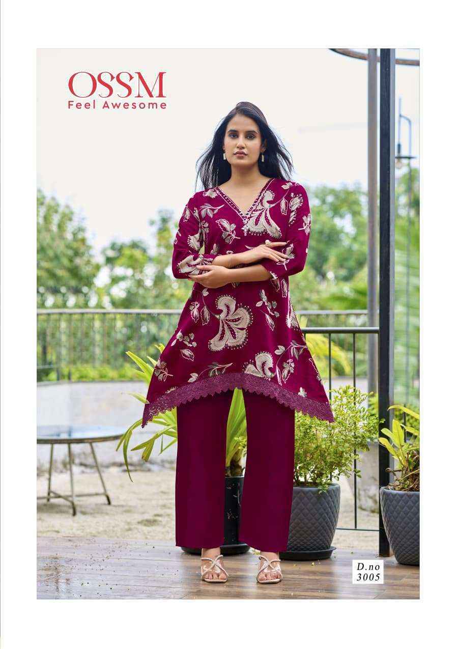 Ossm Lifestyle Vol-3 Silk Co ord Set (6 pcs Catalogue)