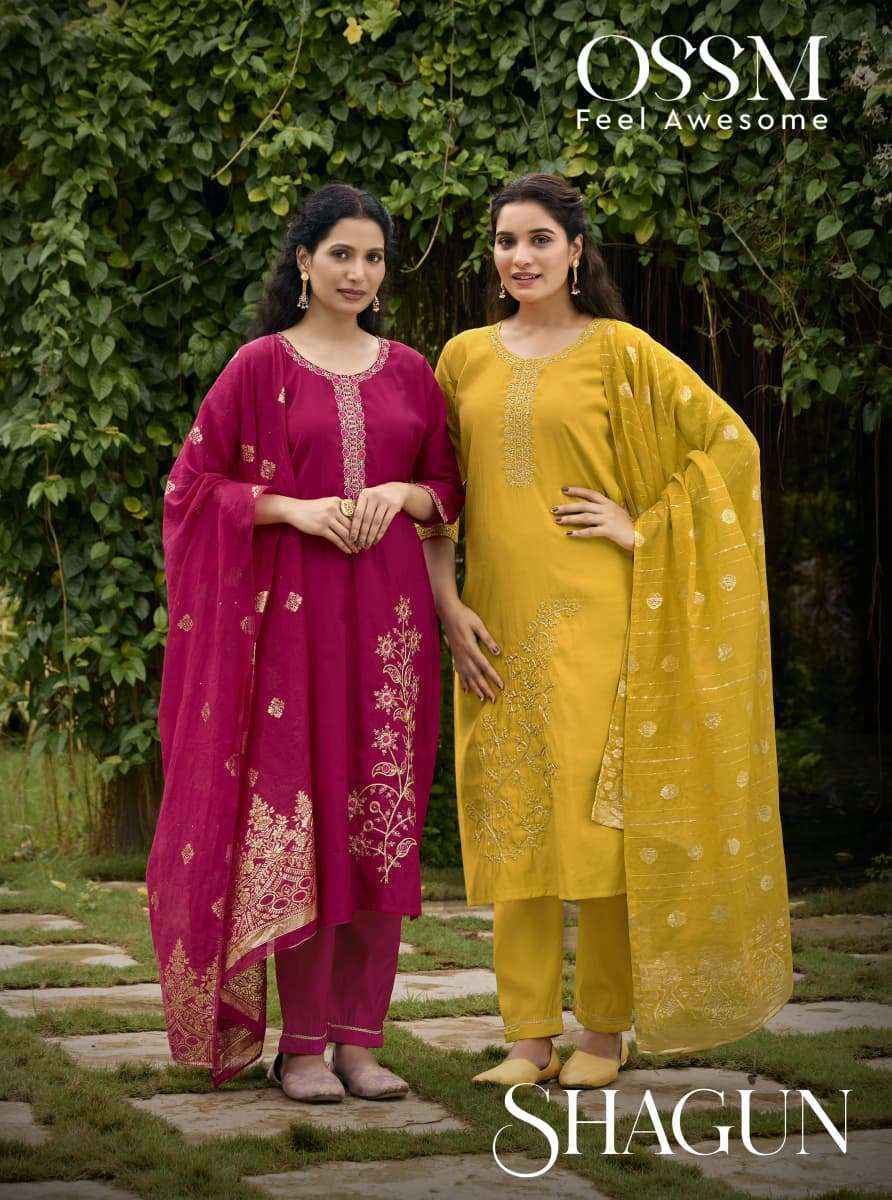 Ossm Shagun Roman Silk Readymade Suit (6 pcs Catalogue)