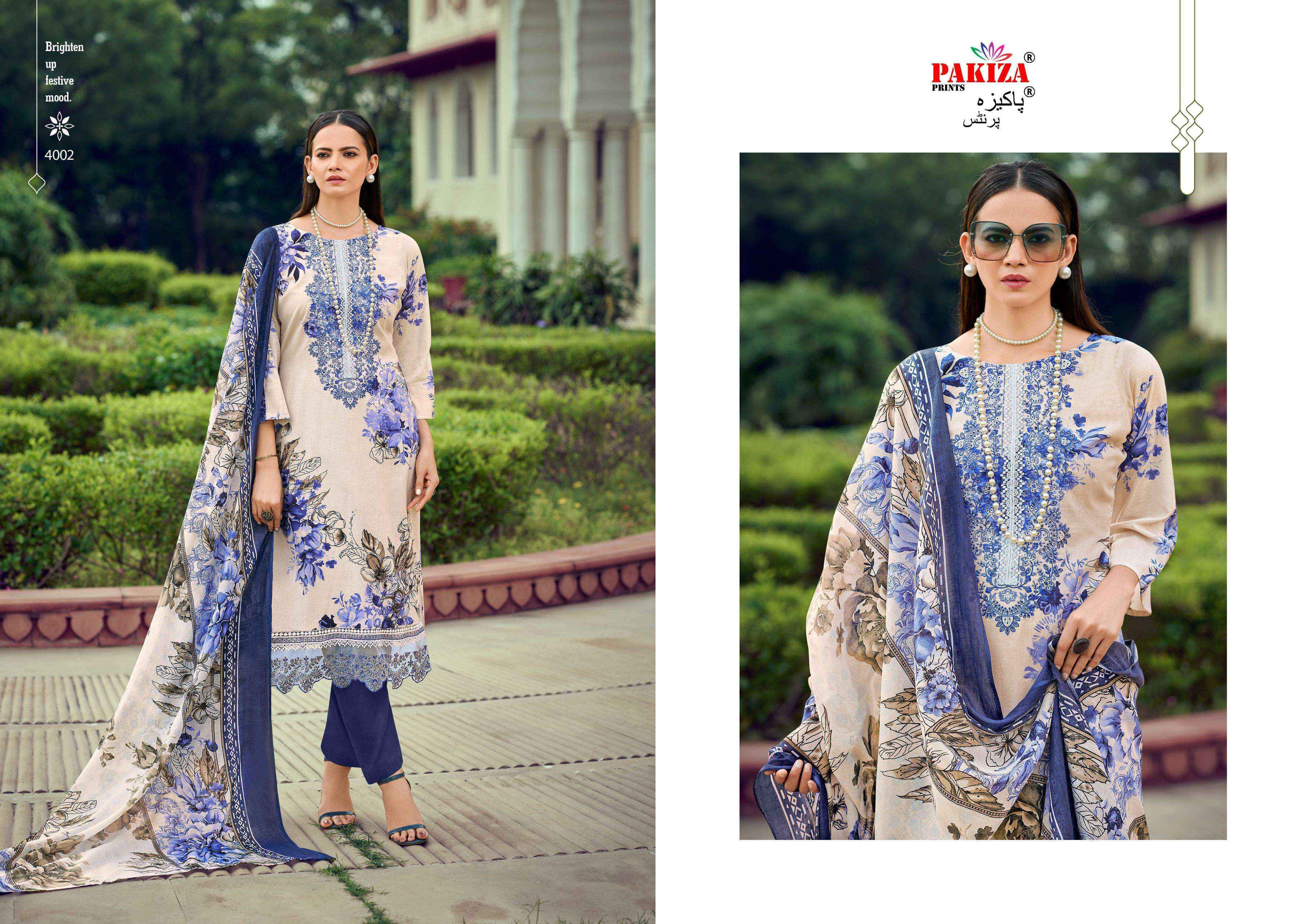 Pakiza Prints Flora Vol 4 Lawn Cotton Dress Material 10 pcs Catalogue