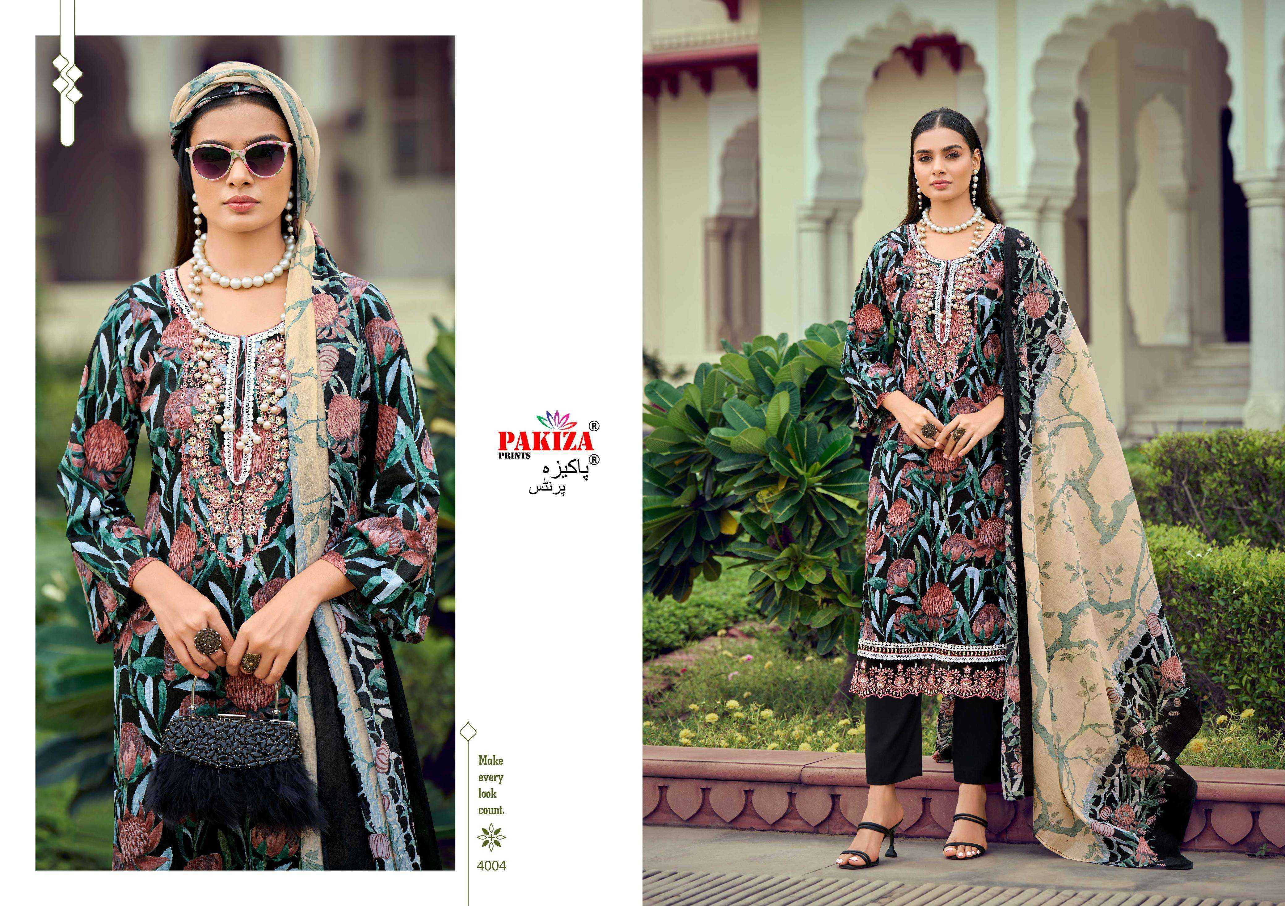 Pakiza Prints Flora Vol 4 Lawn Cotton Dress Material 10 pcs Catalogue