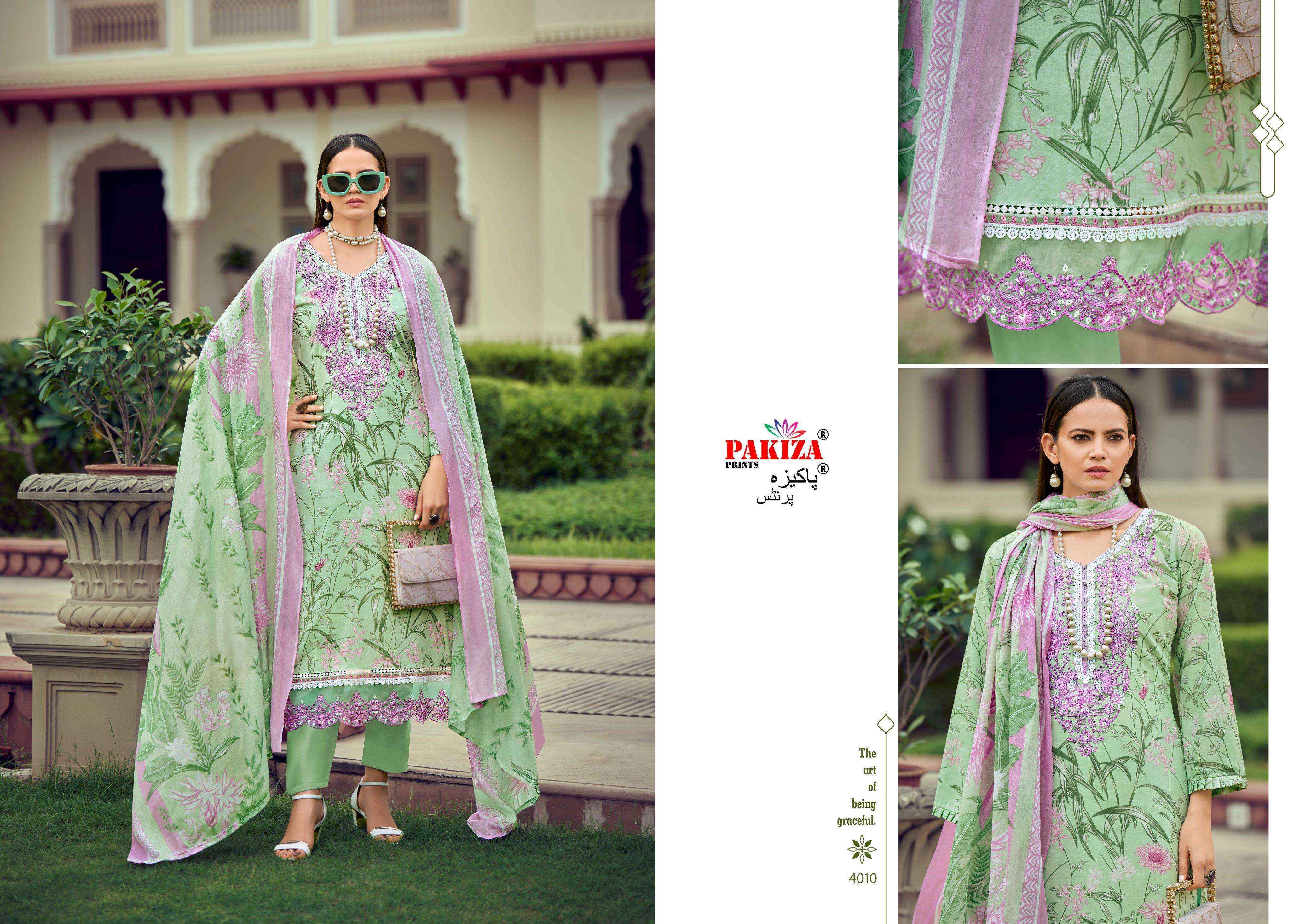 Pakiza Prints Flora Vol 4 Lawn Cotton Dress Material 10 pcs Catalogue