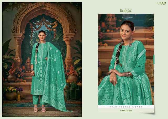 Radhika Fashion Azara Banarasi Adha Vol-7 Cotton Jacquard Dress Material (6 pcs Catalogue)