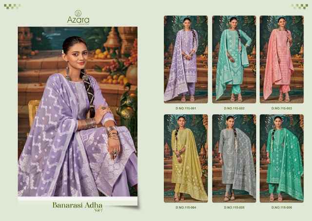 Radhika Fashion Azara Banarasi Adha Vol-7 Cotton Jacquard Dress Material (6 pcs Catalogue)