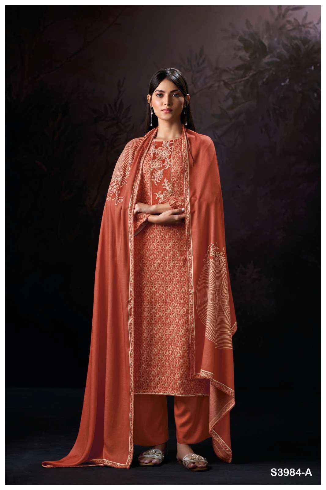 Ganga Hallie 3984 Pashmina Dress Material 4 pcs Catalogue