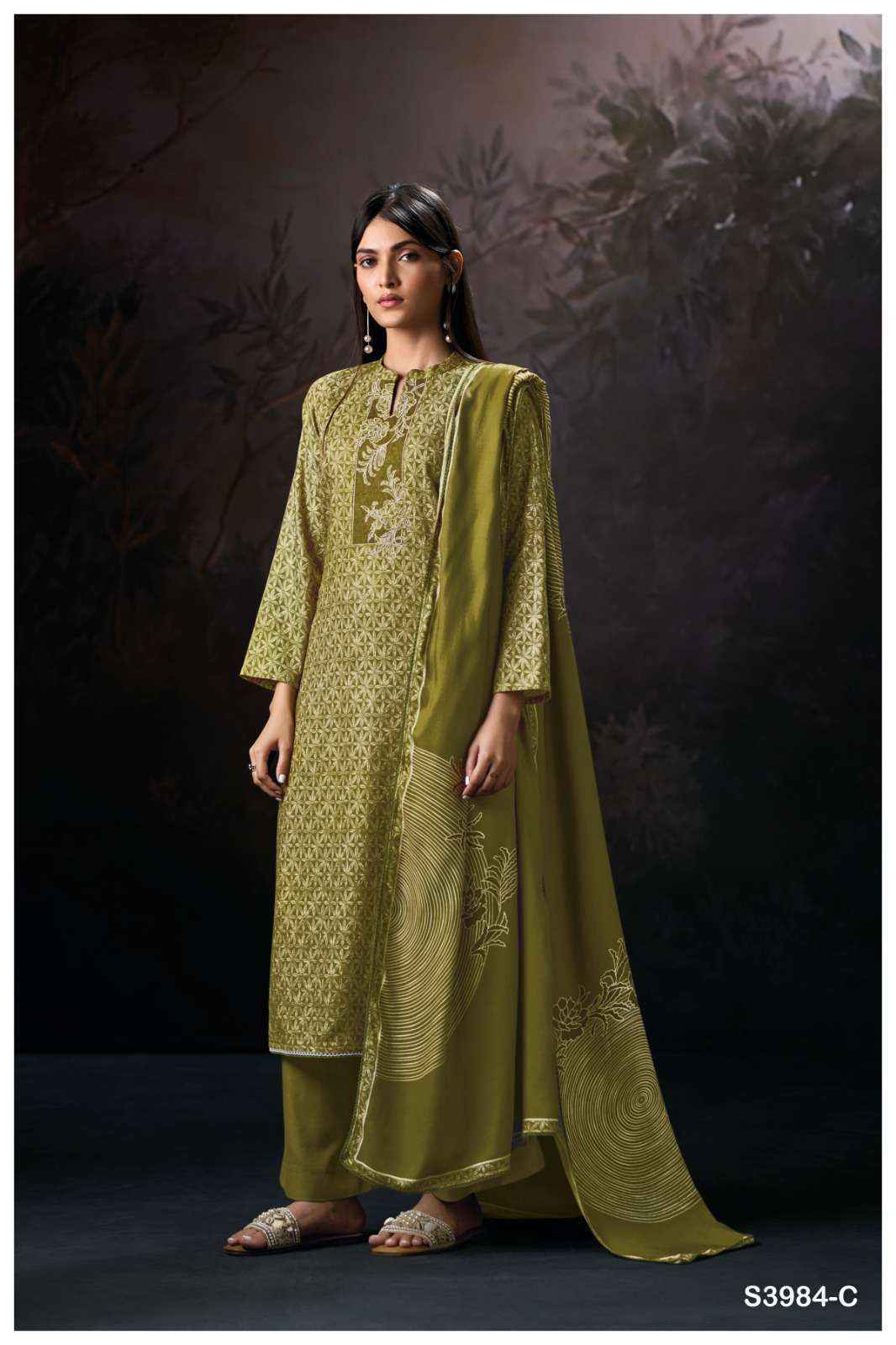 Ganga Hallie 3984 Pashmina Dress Material 4 pcs Catalogue