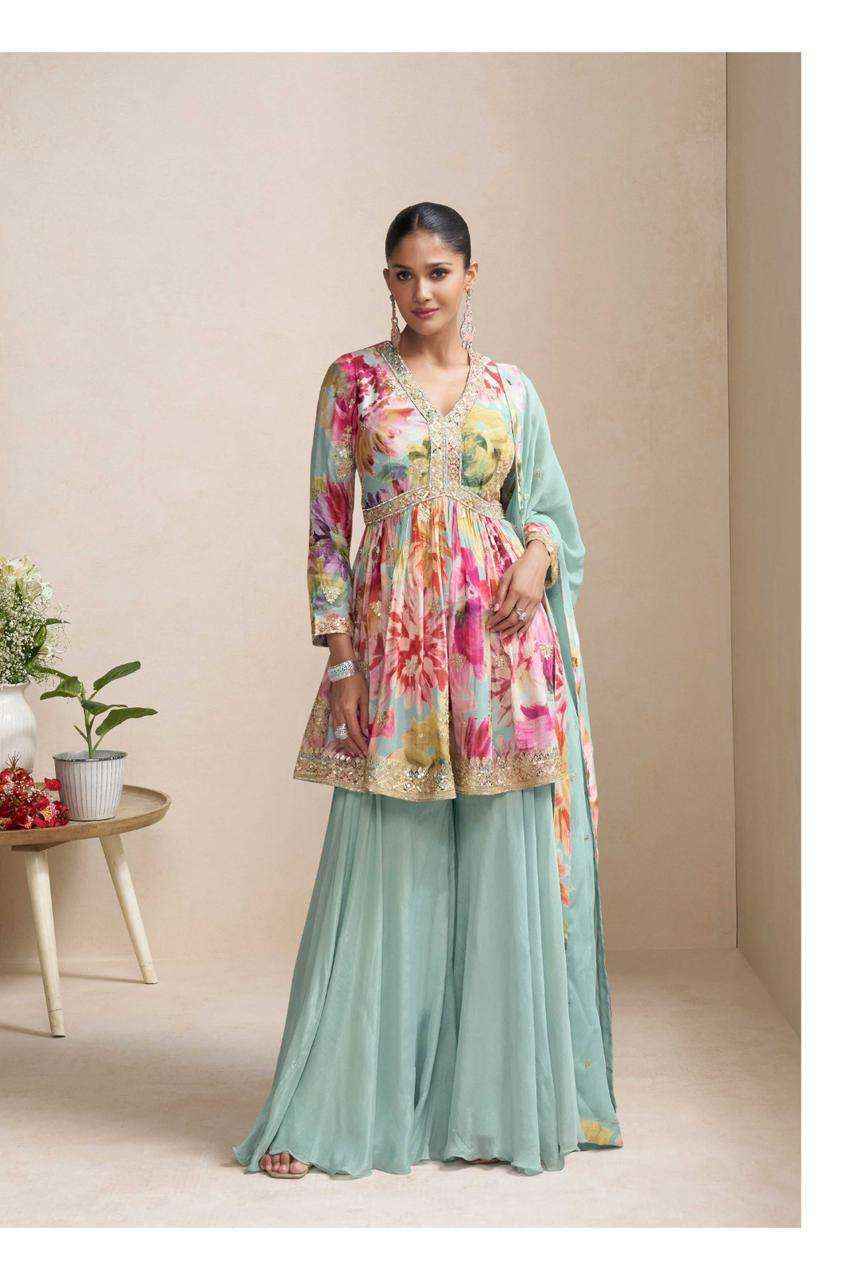 Gulkayra Designer Raaga Readymade Chinon Dress (3 Pc Catalouge)