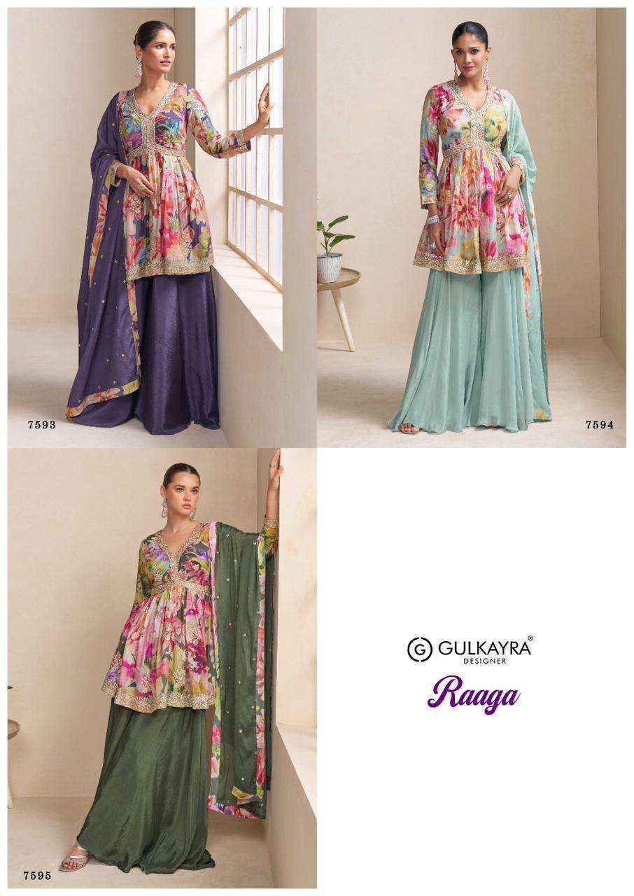Gulkayra Designer Raaga Readymade Chinon Dress (3 Pc Catalouge)