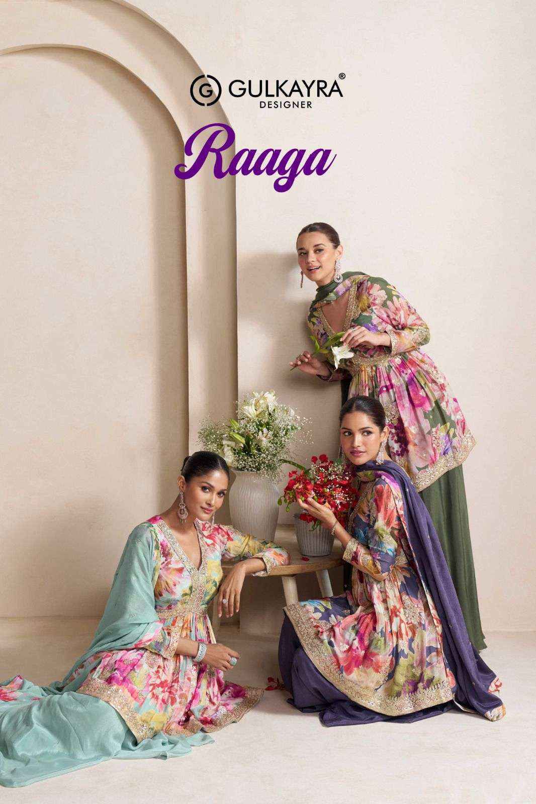 Gulkayra Designer Raaga Readymade Chinon Dress (3 Pc Catalouge)