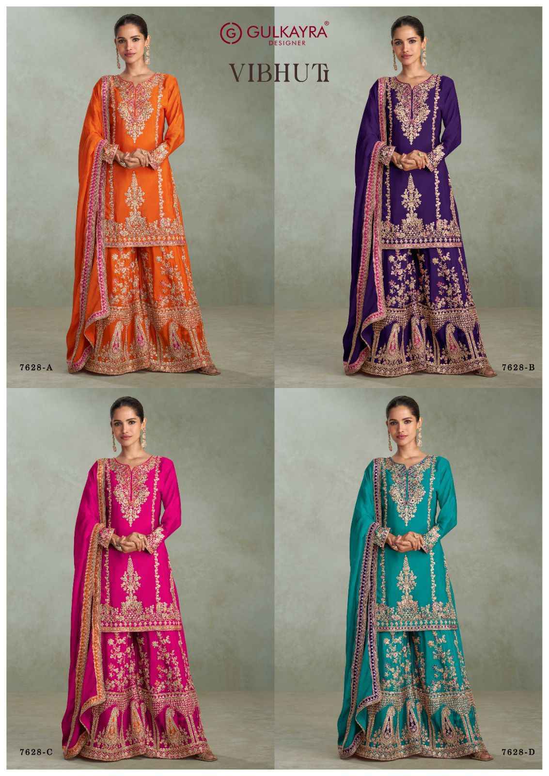 Gulkayra Designer Vibhuti Readymade Chinon Dress (4 Pc Catalouge)