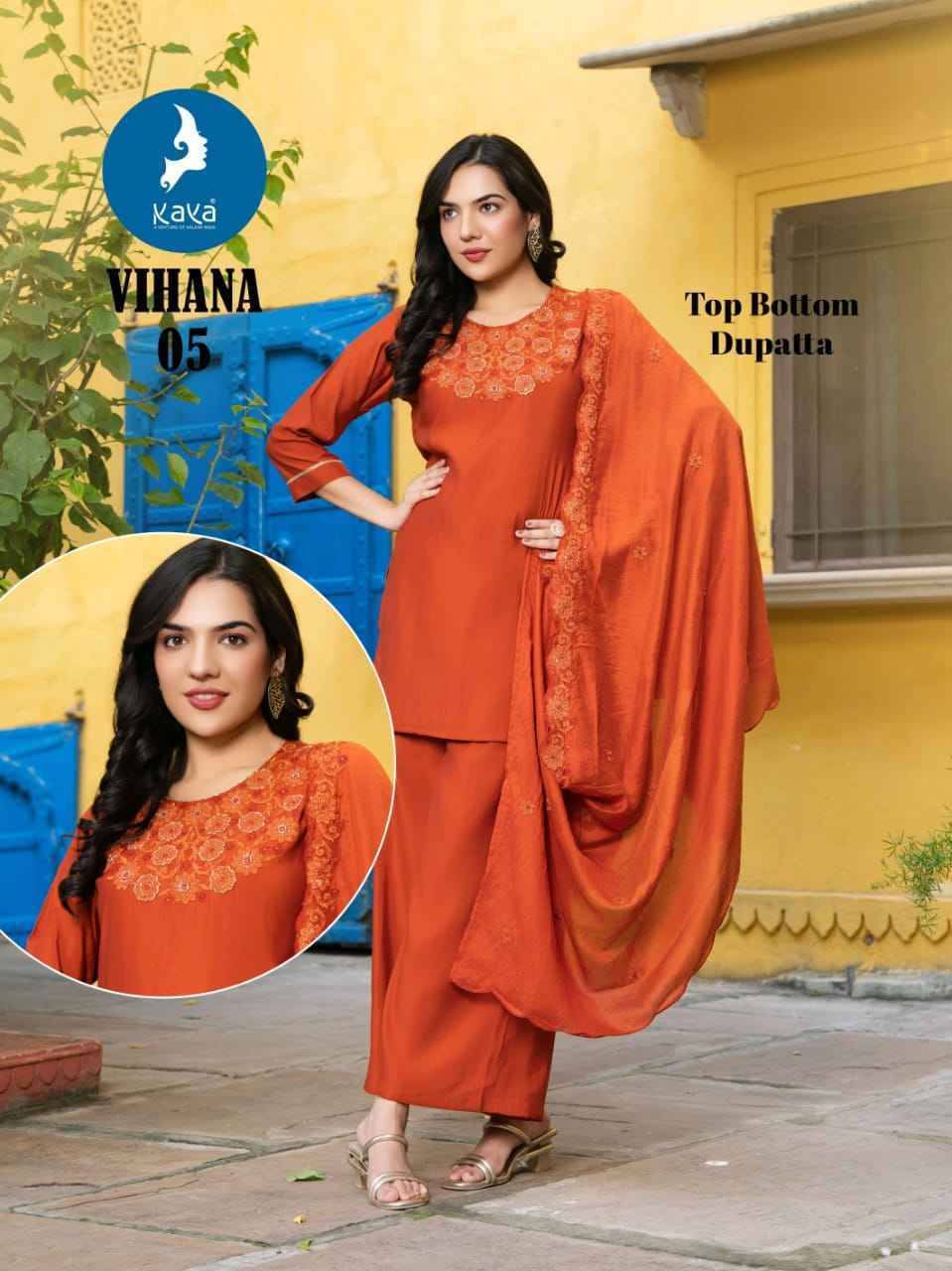 Kaya Vihana Roman Silk Kurti With Plazzo 6 pcs Catalogue