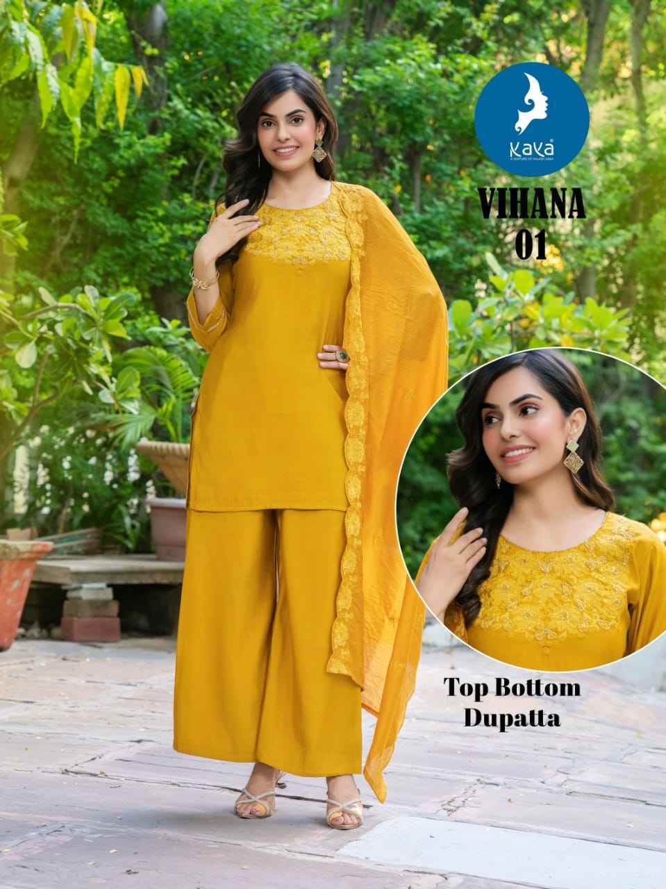 Kaya Vihana Roman Silk Kurti With Plazzo 6 pcs Catalogue