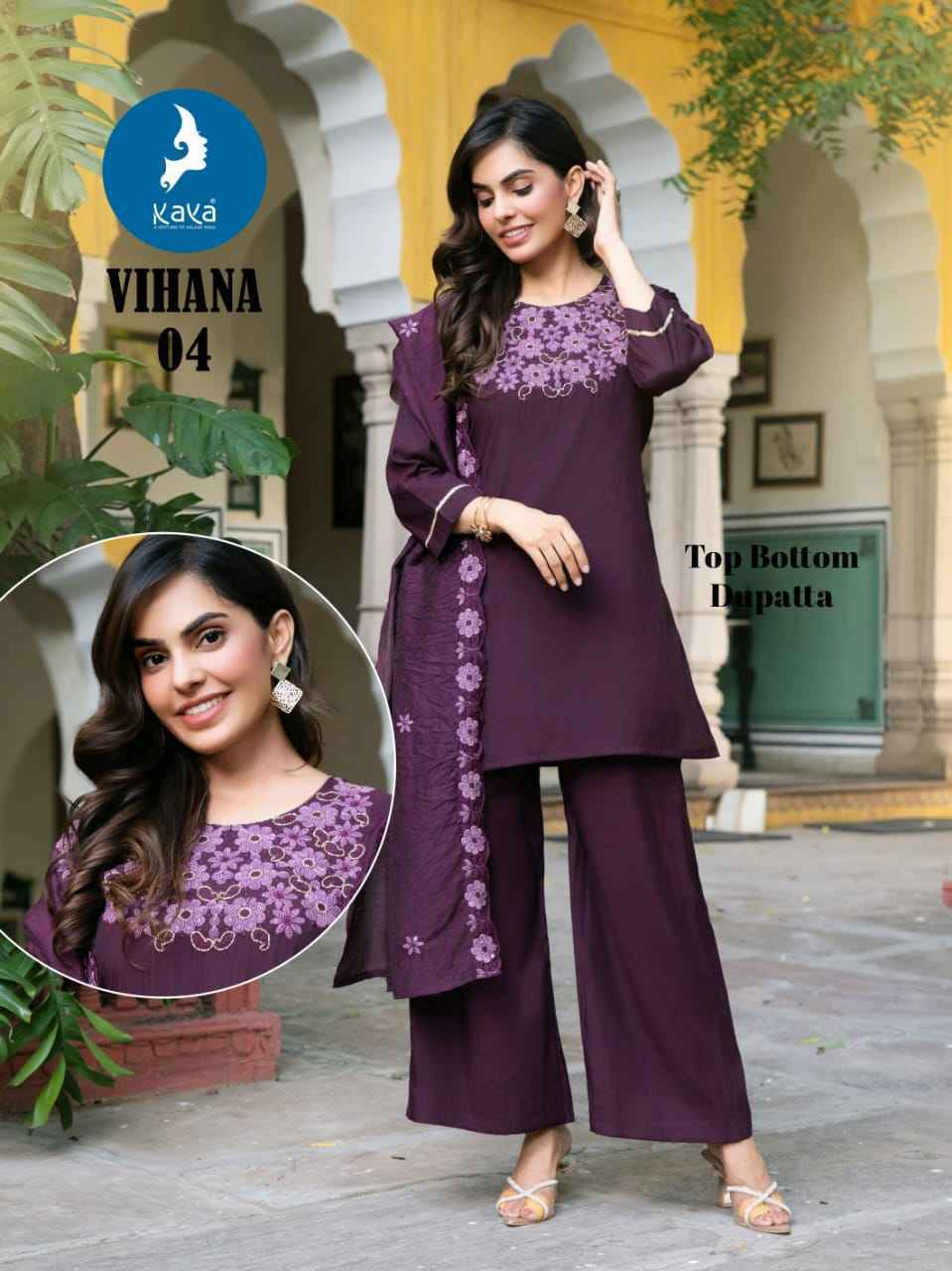 Kaya Vihana Roman Silk Kurti With Plazzo 6 pcs Catalogue