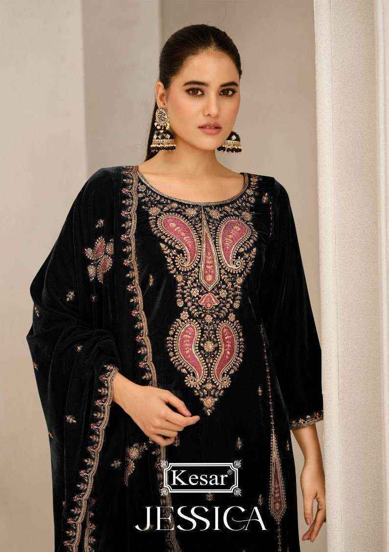 Kesar Jessica Silk Velvet Dress Material (3 pcs Catalogue)