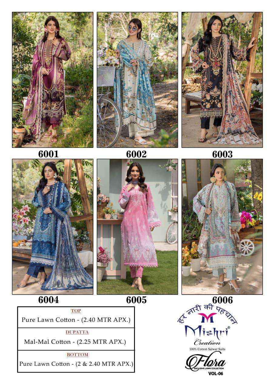 Mishri Creation Flora Vol-6 Lawn Cotton Dress Material (6 pcs Catalogue)